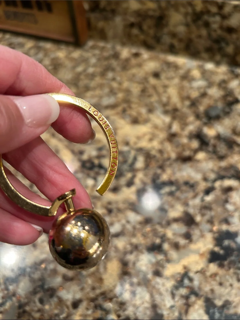Louis Vuitton Gold and Red Monogram Keyring Charm